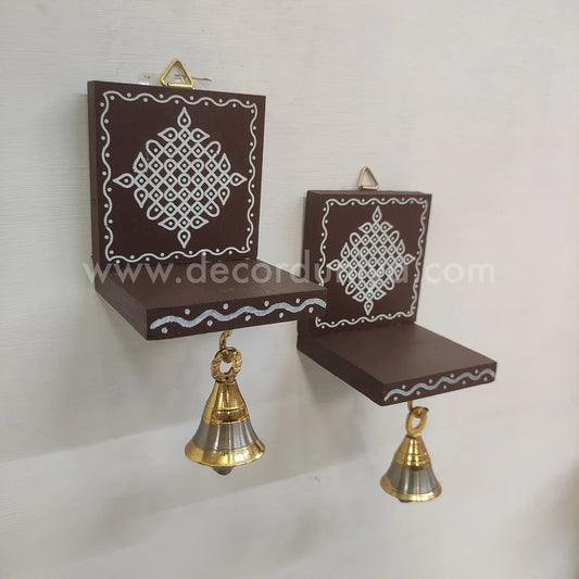 Wooden Kolam Wall Shelf Pair | Vilakku madam - VM42