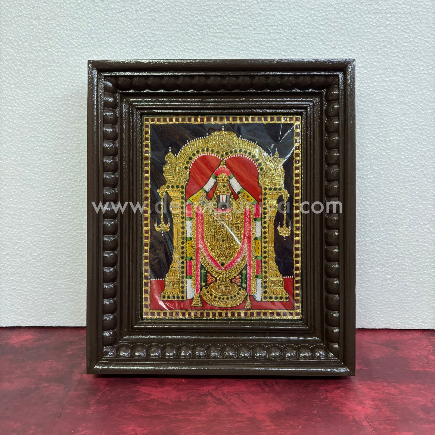 Tanjore Painting | Perumal | Chettinad Frame | - Flat Gold Foil  - TPM114