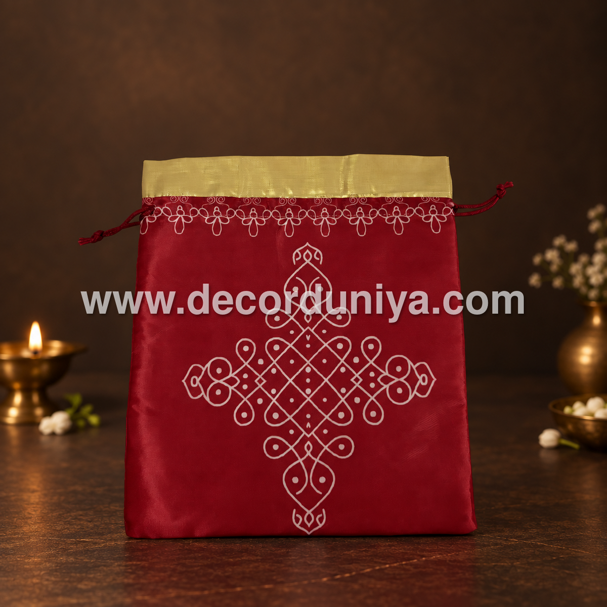 Potli Bag for Gifting, Wedding | Kolam Print Potlis - VB103