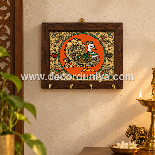 Annapakshi Key holder | Reverse Glass Painting | Tanjore Artwork - PVK111