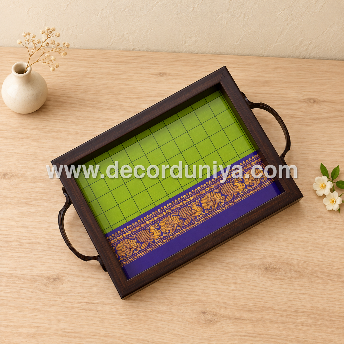 Serving Tray | Rectangular Tray with Easy-Grip Handles | Multipurpose Kitchen, Dining & Home Decor Organizer – DD111