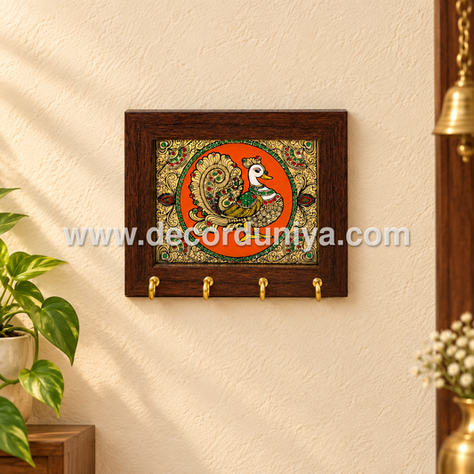Annapakshi Key holder | Reverse Glass Painting | Tanjore Artwork - PVK101
