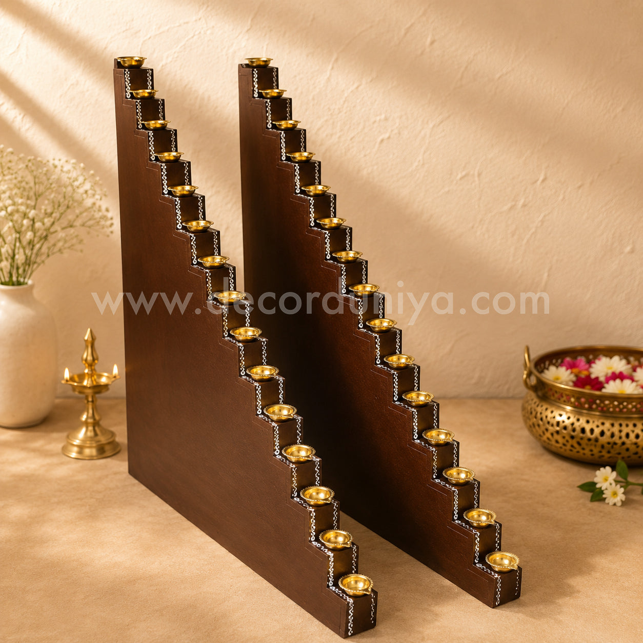 18 Steps Diya Stand Pair - Vilakku Padi - DS09