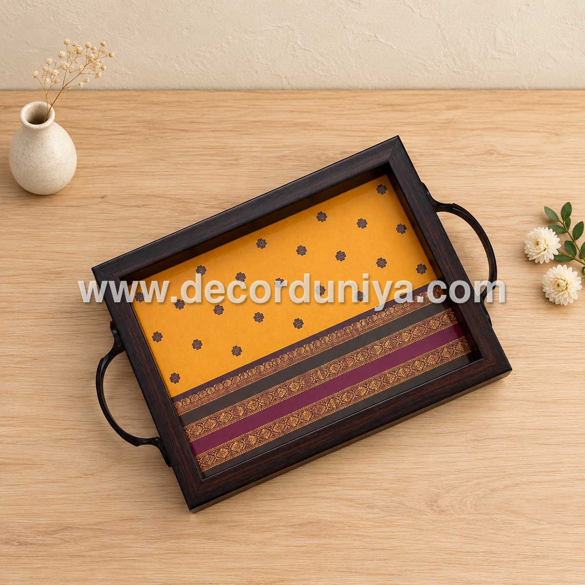 Serving Tray | Rectangular Tray with Easy-Grip Handles | Multipurpose Kitchen, Dining & Home Decor Organizer – DD112