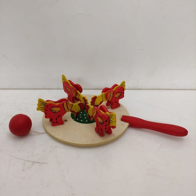 Wooden Train - Chicken Ball Game - Size - Width - 7.5 inches x Height - 1.25 inches