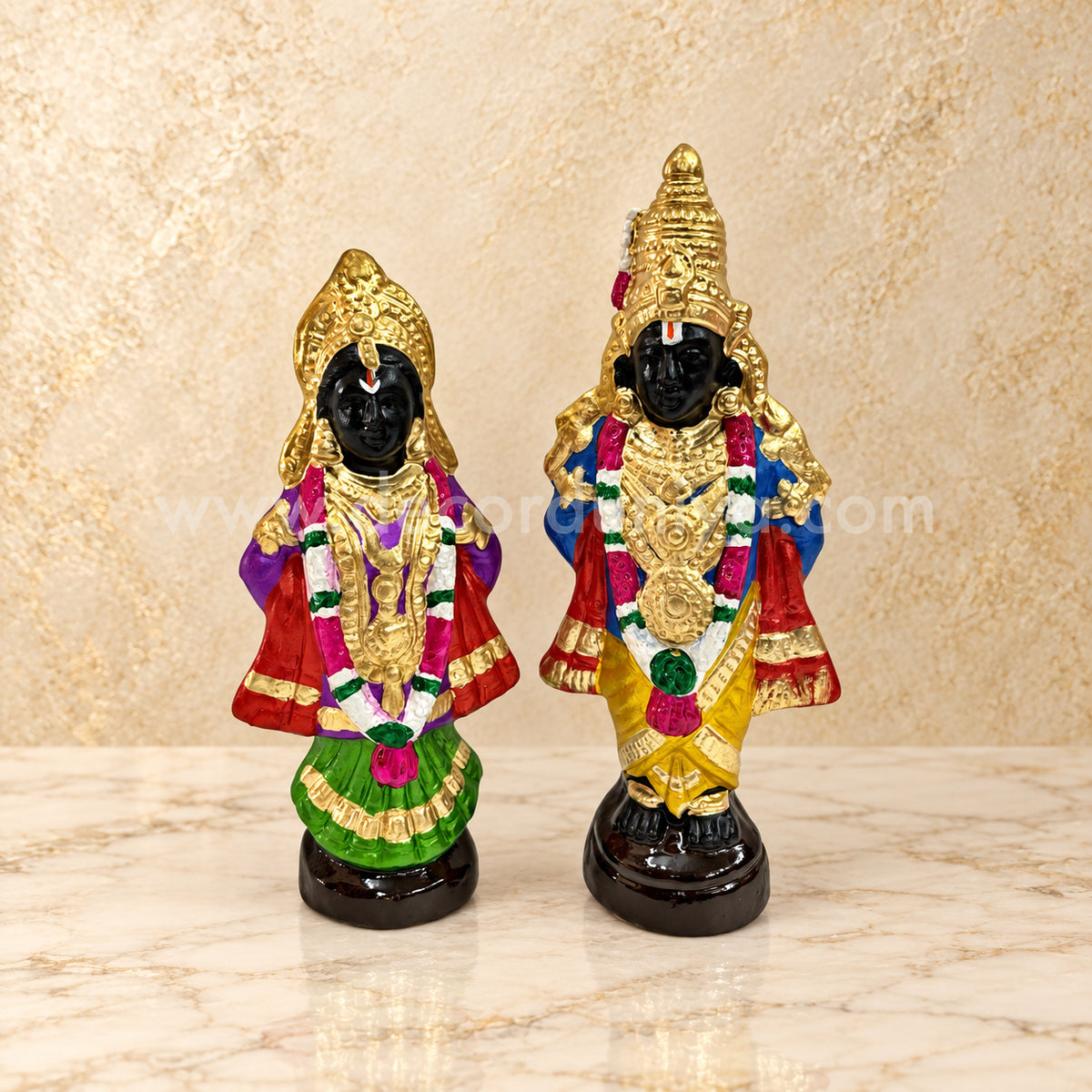Lord Panduranga with Rukmini Clay Golu Doll Set | Navaratri Golu Bommai & Pooja Décor – TKS22