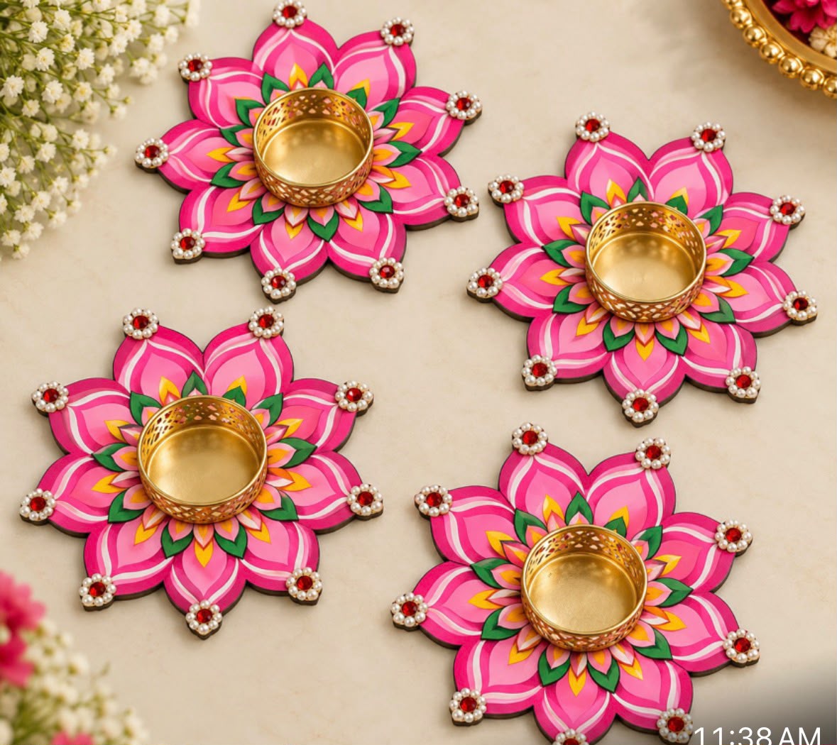 Rangoli MDF Cutout T-Light Holders | Set of 4 Pieces | Pre-Order – KLM8