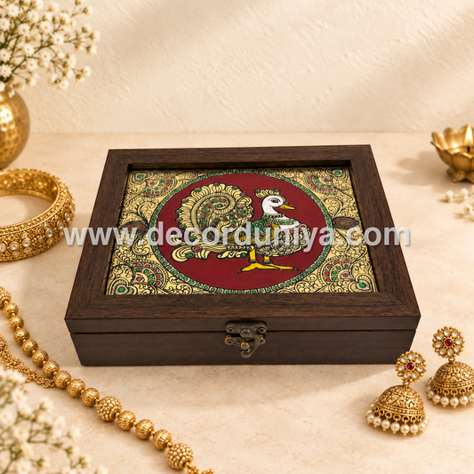 Annapakshi Jewellery Box with Reverse Glass Painting | Traditional Tanjore Art – PVK14