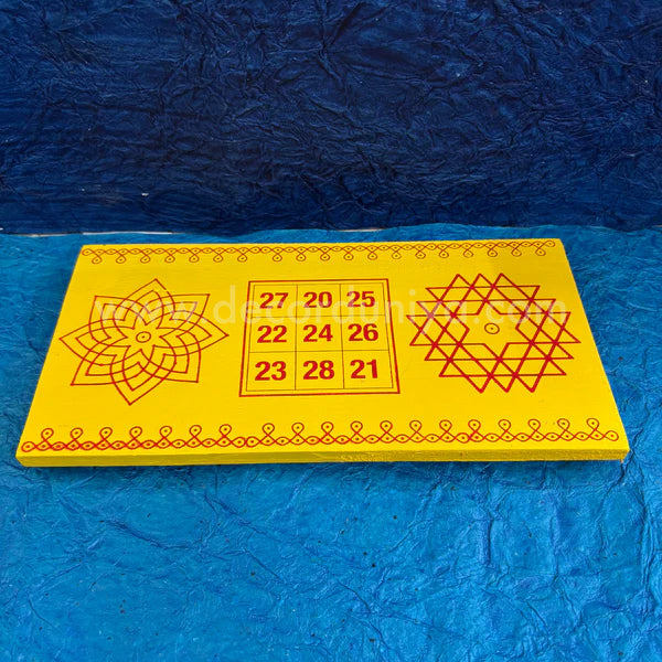 Wooden Kolam Manai - Aishwarya Kolam, Kubera Yantram and Hiruthayakamalam - AKYH01-C