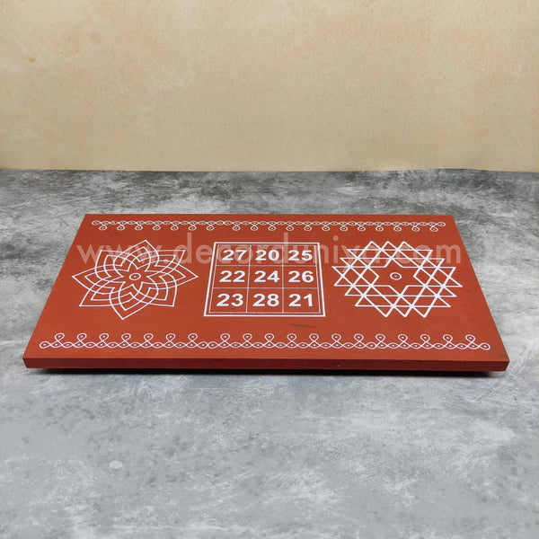 Wooden Kolam Manai - Aishwarya Kolam, Kubera Yantram and Hiruthayakamalam - AKYH03-C - K03