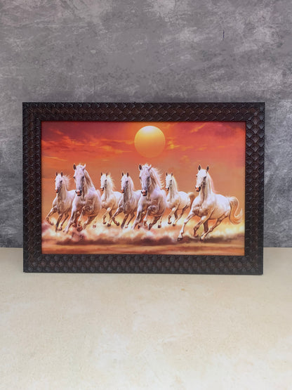 7 horse Painting with Print Frame - PF0025