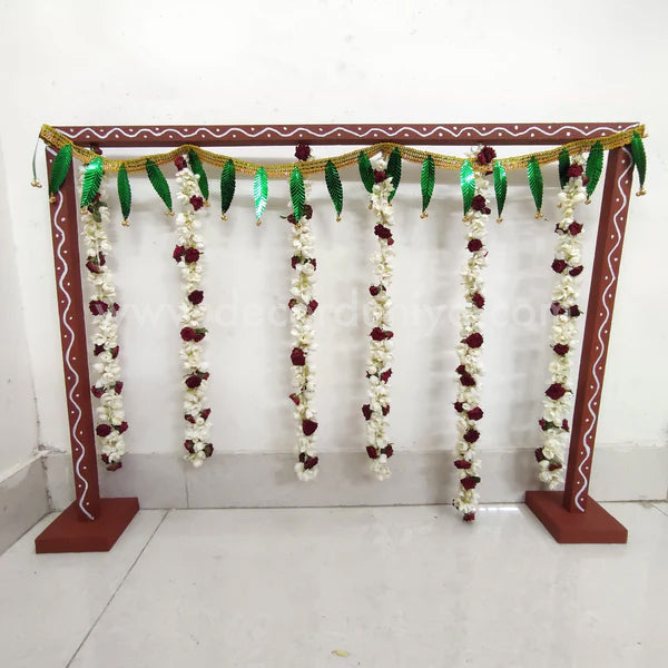 Backdrop Flower Stand for Pooja with Green Thoranam - BFS01