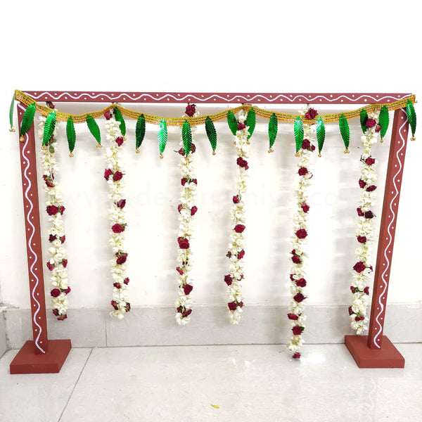 Backdrop Flower Stand for Pooja with Green Thoranam - BFS01