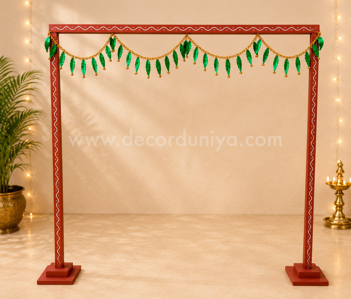 Backdrop Flower Stand for Pooja with Green Thoranam - BFS02