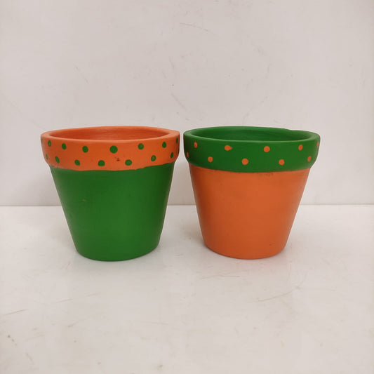 Handpainted Clay Pots Pair - Table Decors - CP2