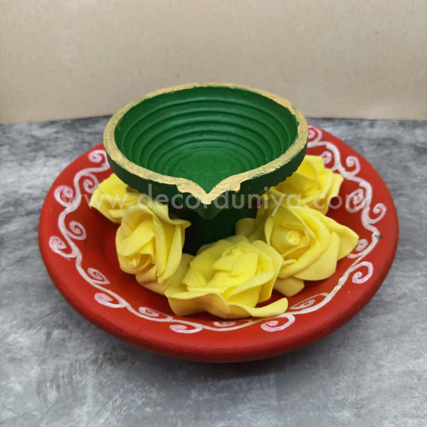 Clay Padam Vilakku with Plate - CPL42