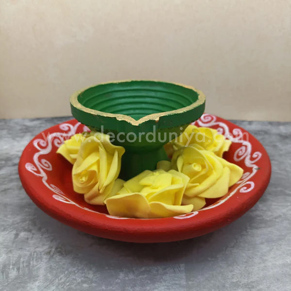 Clay Padam Vilakku with Plate - CPL42