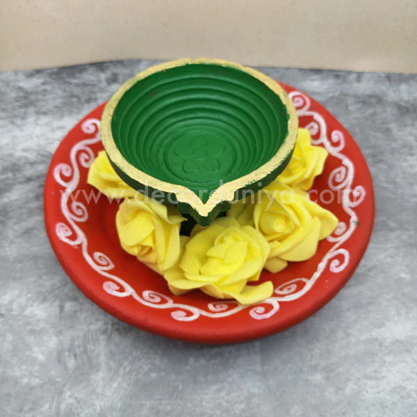 Clay Padam Vilakku with Plate - CPL42