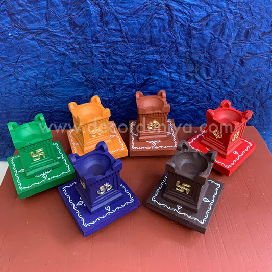 Clay Vilakku, Thulasi Maadam Diya with Wooden Manai - Set of 6 Pcs - DD11