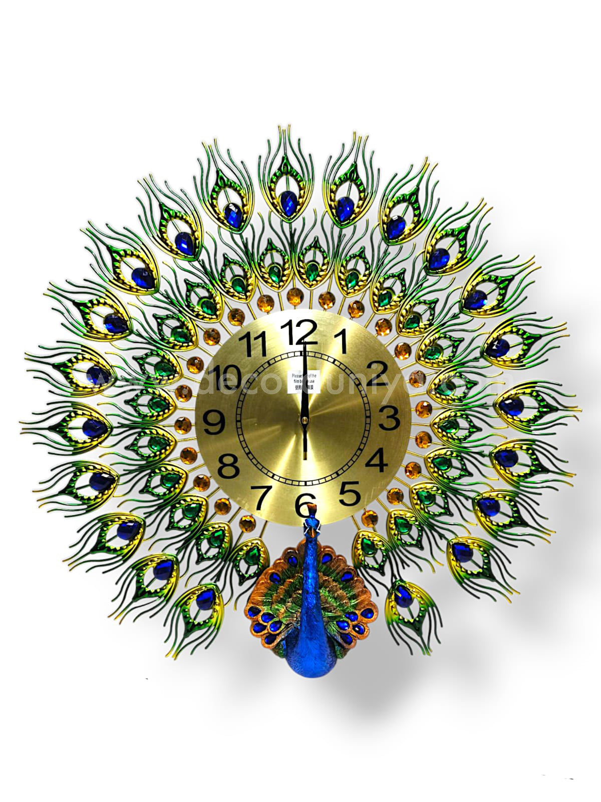 Peacock Metal Art Wall Clock - GNPMA1