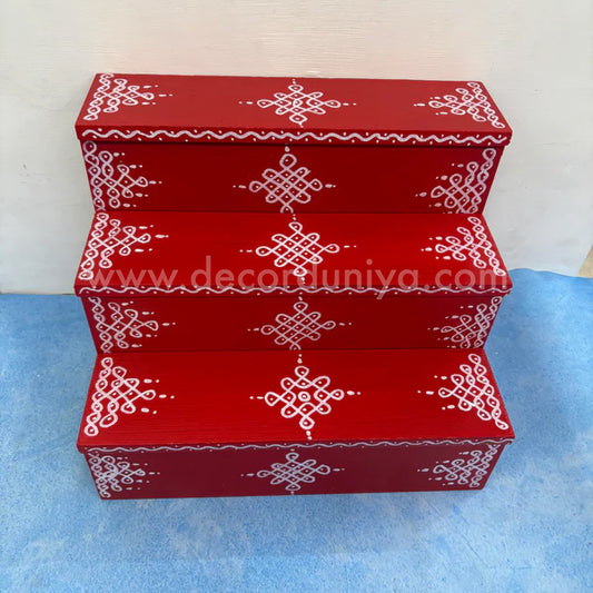 Dismantable 3 step Vigraha Padi - Golu Padi | 12 inches Width - DGP1