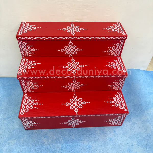 Dismantable 3 Step Golu Padi | 12 inches Width - DGP6