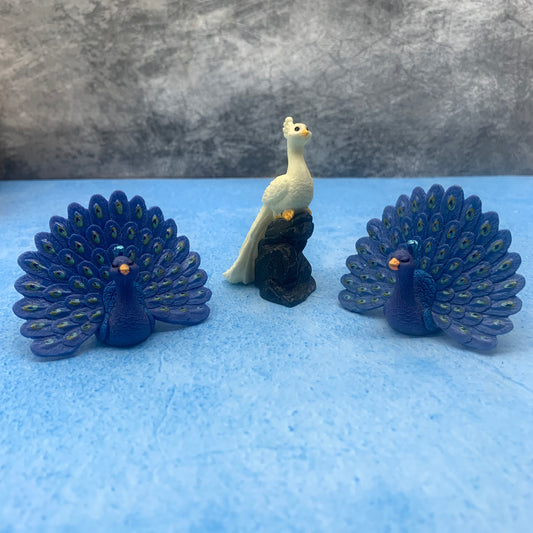 Blue & White Peacock Miniature 3 Pcs set - PB05