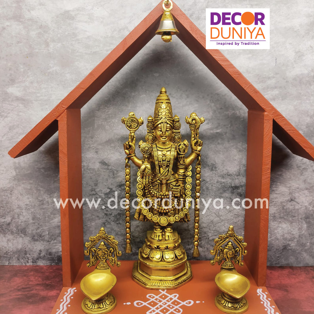 Perumal, Sangu Chakra Vilakku with House Shelf | Vilakku madam - HS18