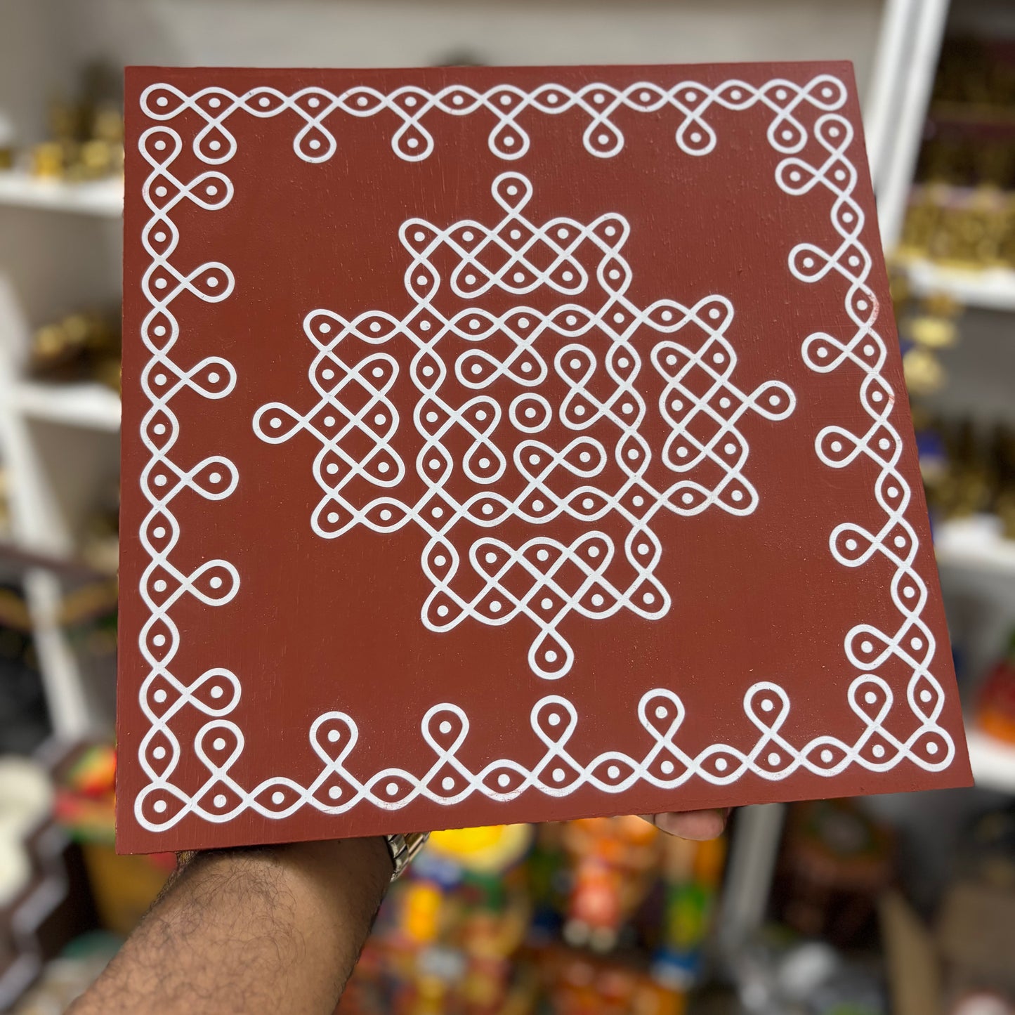 Wooden Pulli Kolam, Kambi Kolam Manai - K12PK01