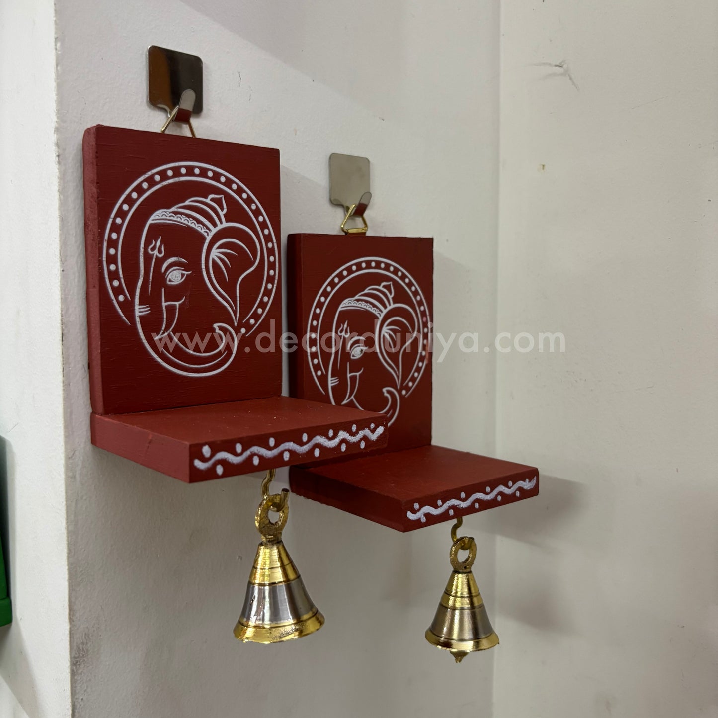 Wooden Kolam Wall Shelf Pair | Vilakku madam - VM90
