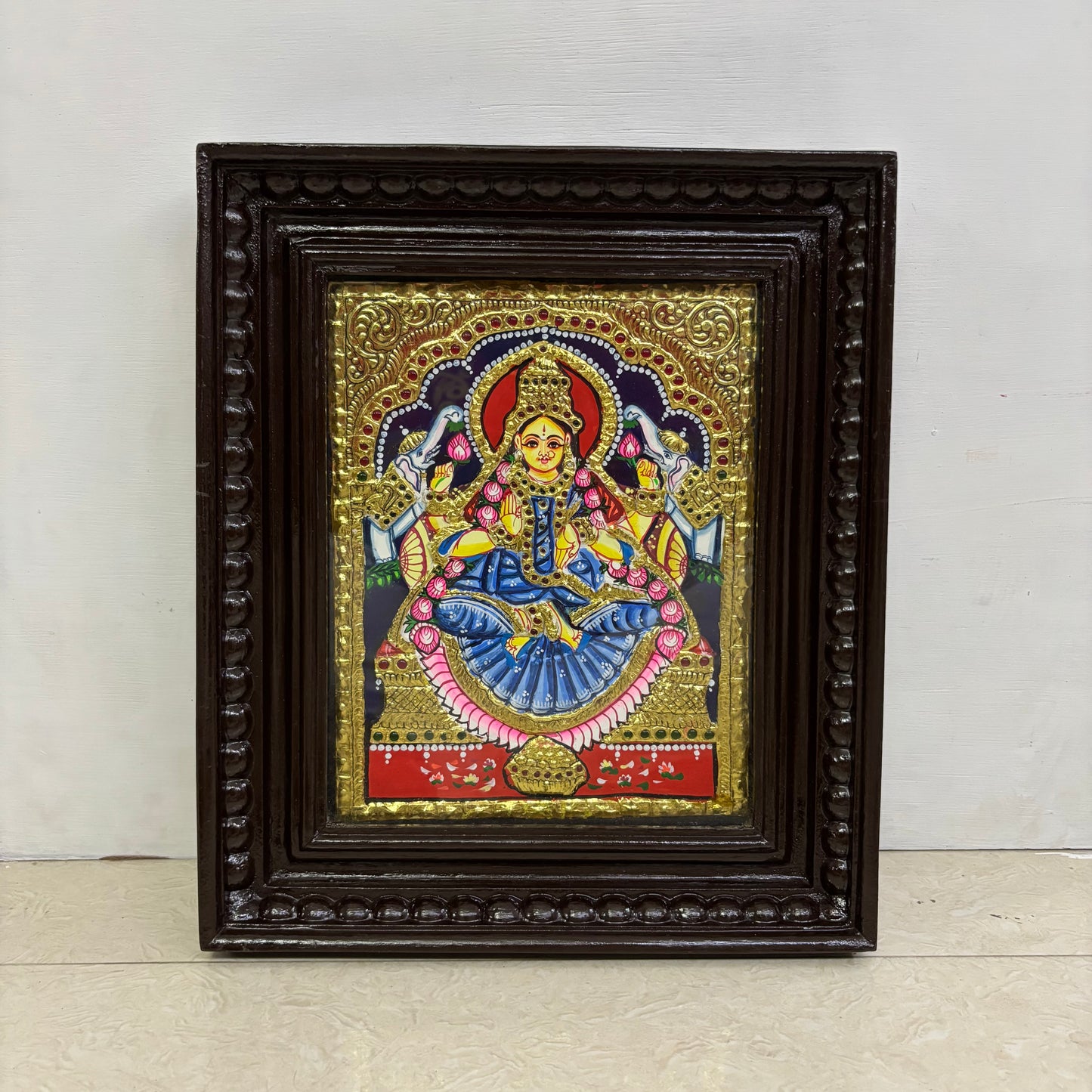 Tanjore Painting | Lakshmi | Chettinad Frame | - Flat Gold Foil  - TPM101