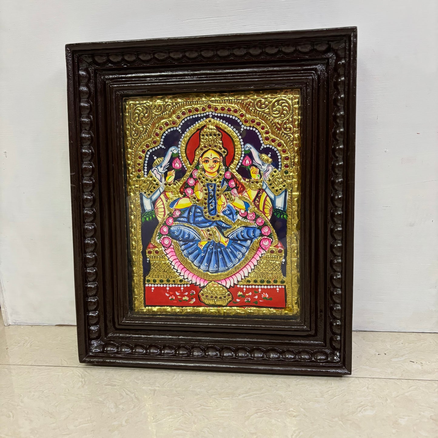 Tanjore Painting | Lakshmi | Chettinad Frame | - Flat Gold Foil  - TPM101