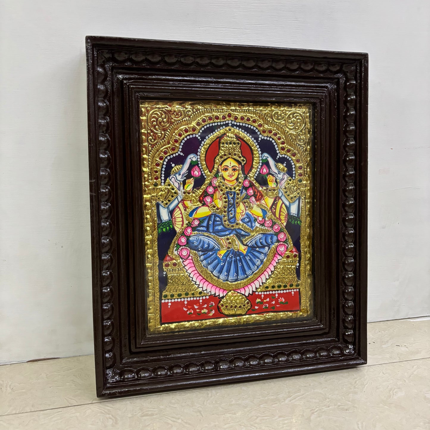 Tanjore Painting | Lakshmi | Chettinad Frame | - Flat Gold Foil  - TPM101