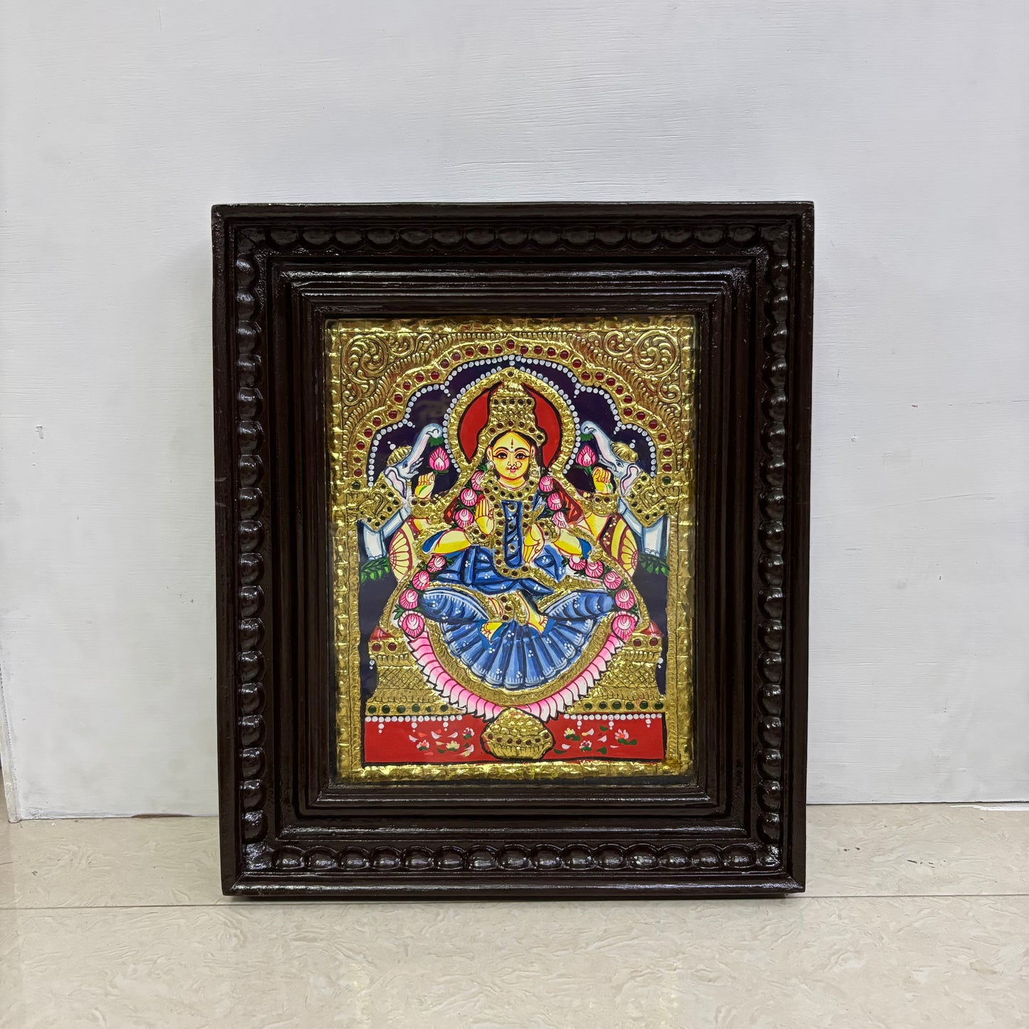 Tanjore Painting | Lakshmi | Chettinad Frame | - Flat Gold Foil  - TPM101