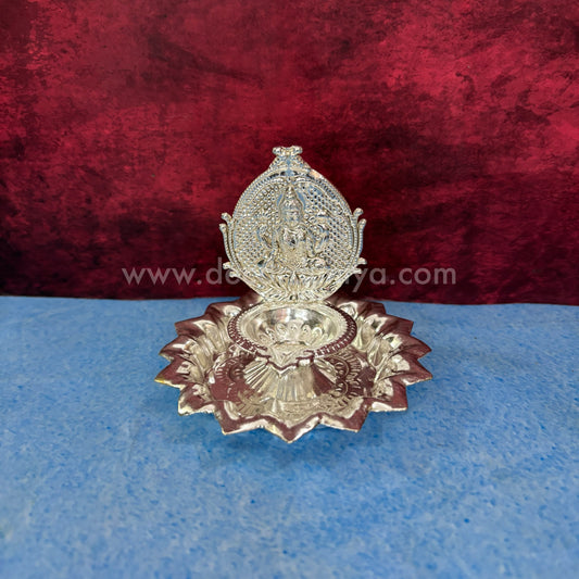 German Silver Lakshmi Vilakku with Bottom Plate - MAN5