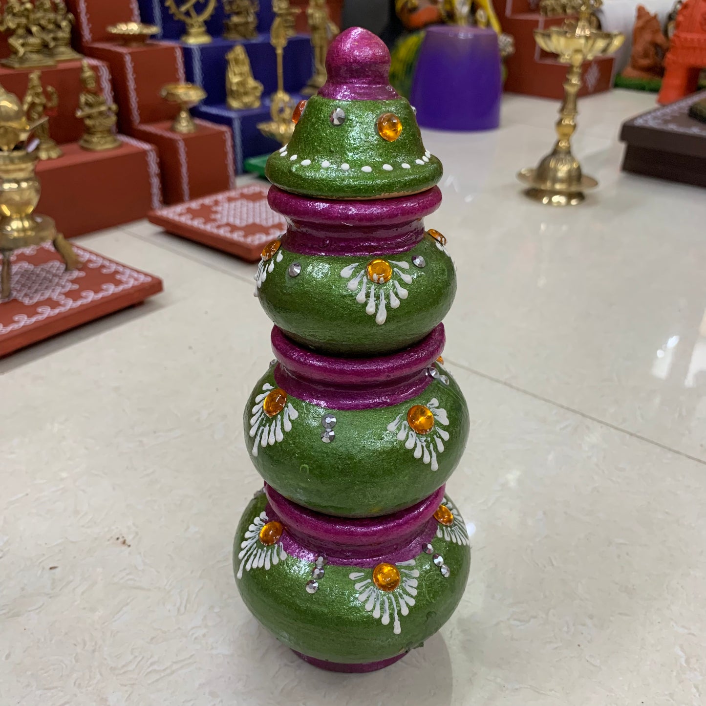 Handmade Clay Akshaya Kubera Pot | Kubera Pot Brings Prosperity, Good Luck, Financial Gains - KP20