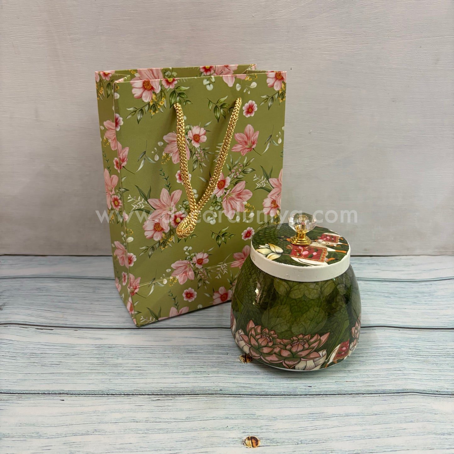 Paper Board Bag & Pichwai Metal Jar | Return Gift Combo - RGC7