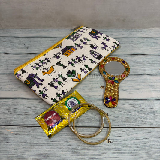 Purse with Handcrafted Mirror, Bangles and Manjal Kumkum Packet | Return Gift Combo - RGC14