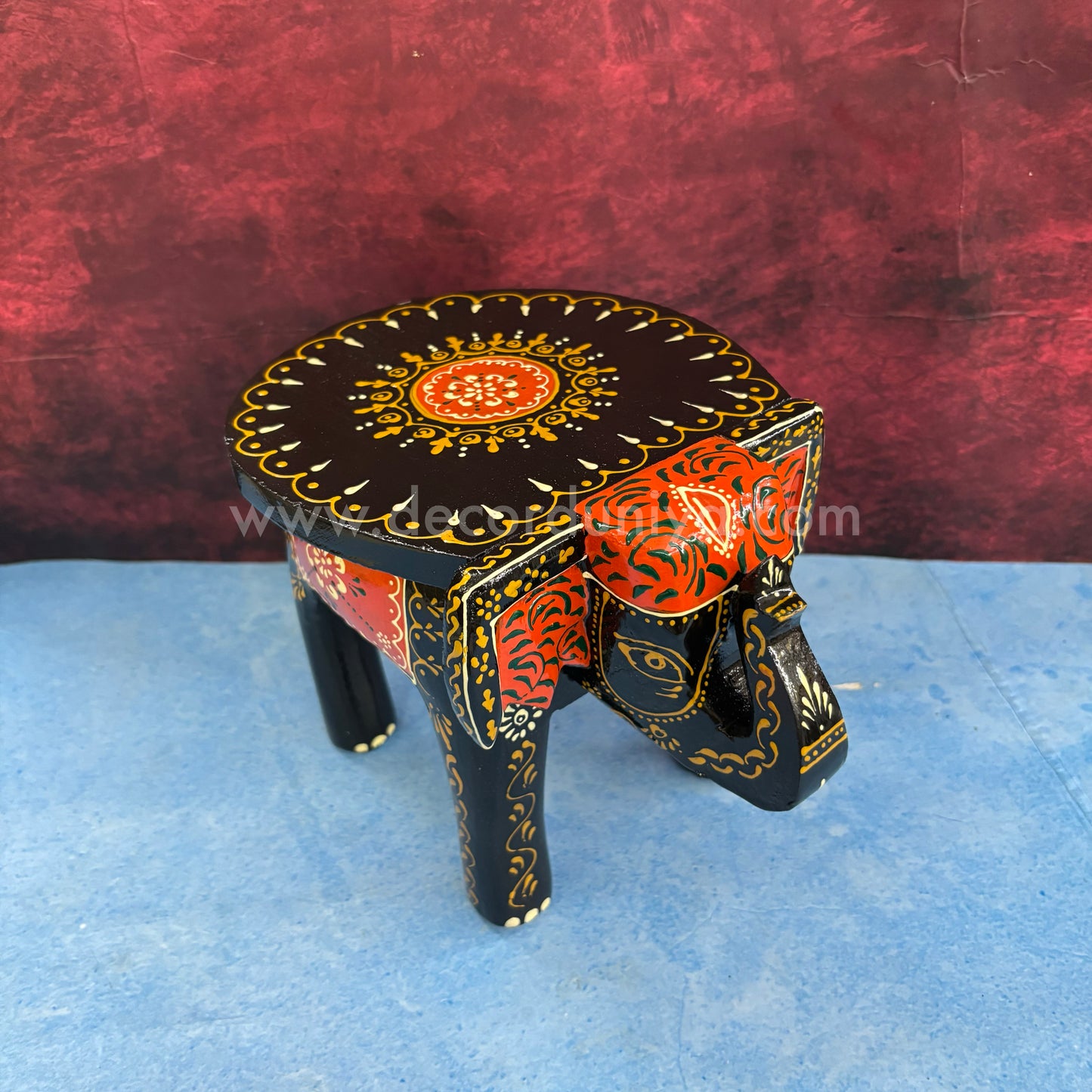 Handcrafted Wooden Elephant Stand - AR1