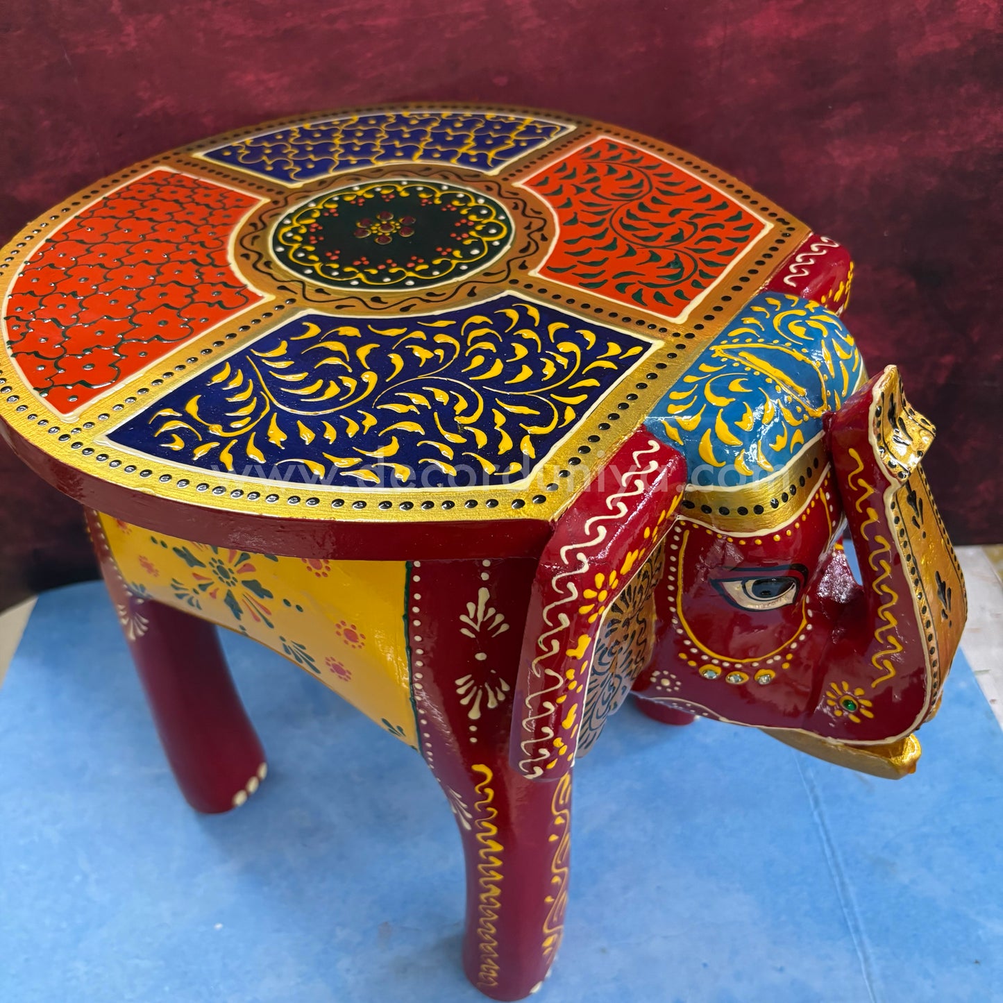 Handcrafted Wooden Elephant Stand - AR4