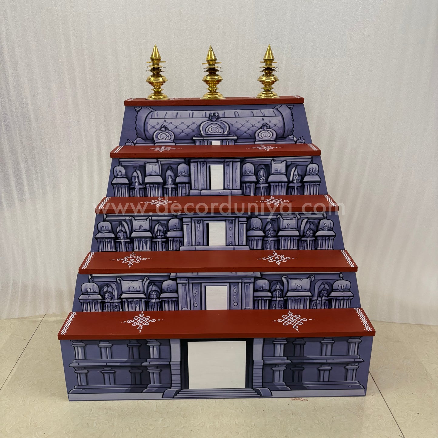 Dismantable 5 step Temple Gopuram Golu Padi with Brass Kalasam | 24 inches Width - DGP30