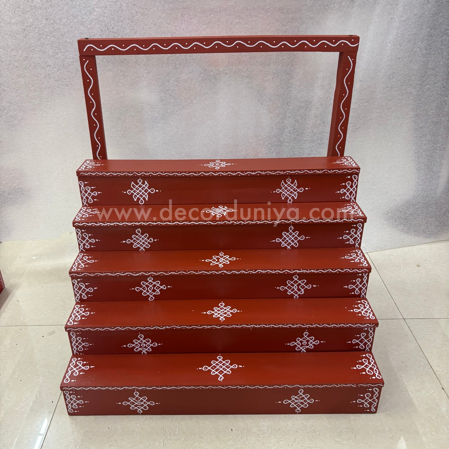 Dismantable 5 Step Golu Padi | 24 inches Width | With Backdrop flower Stand- DGP21