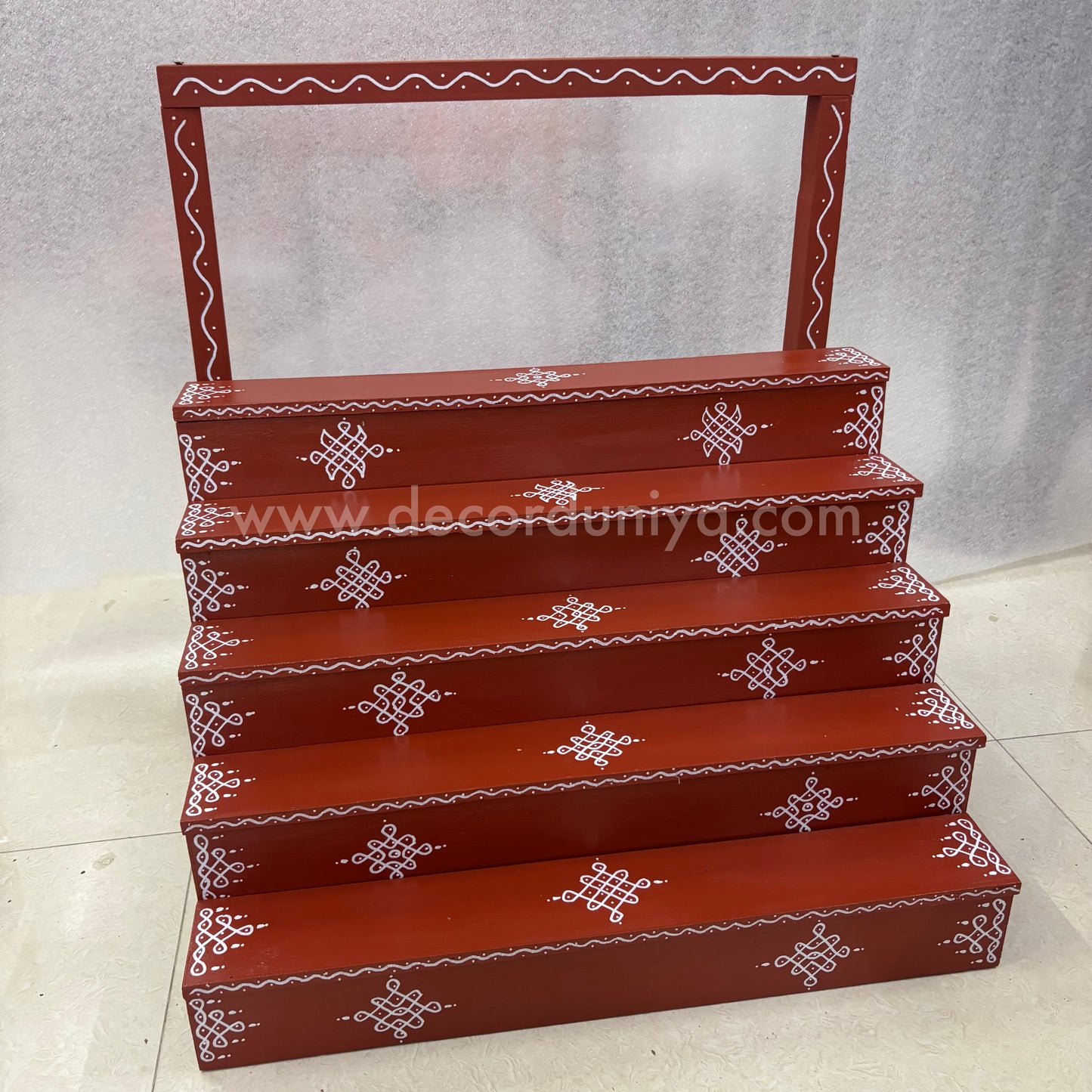 Dismantable 5 Step Golu Padi | 24 inches Width | With Backdrop flower Stand- DGP21