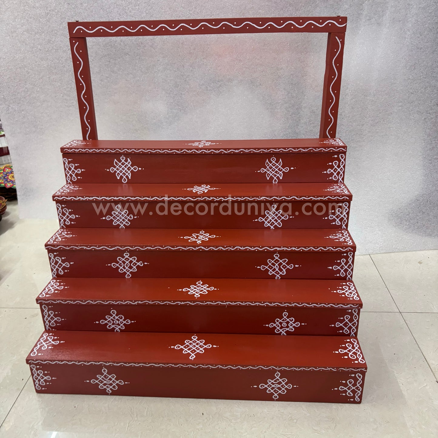 Dismantable 5 Step Golu Padi | 24 inches Width | With Backdrop flower Stand- DGP21