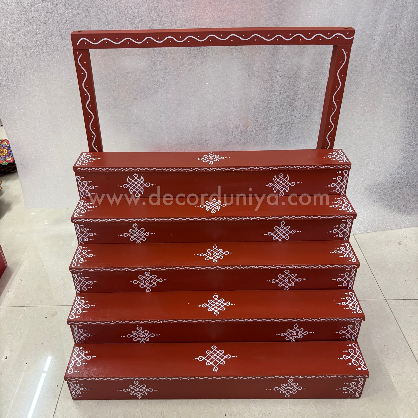 Dismantable 5 Step Golu Padi | 24 inches Width | With Backdrop flower Stand- DGP21