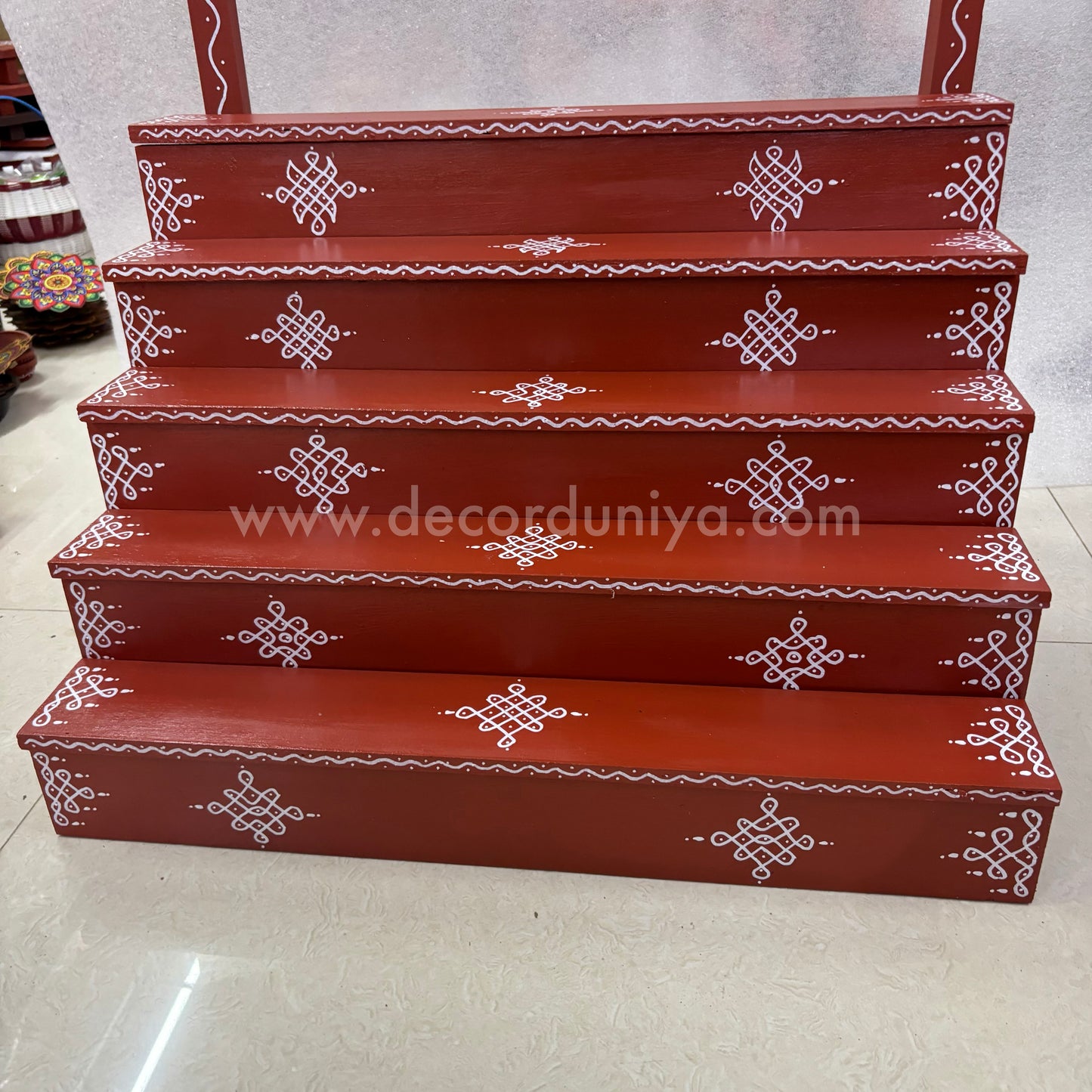 Dismantable 5 Step Golu Padi | 24 inches Width | With Backdrop flower Stand- DGP21