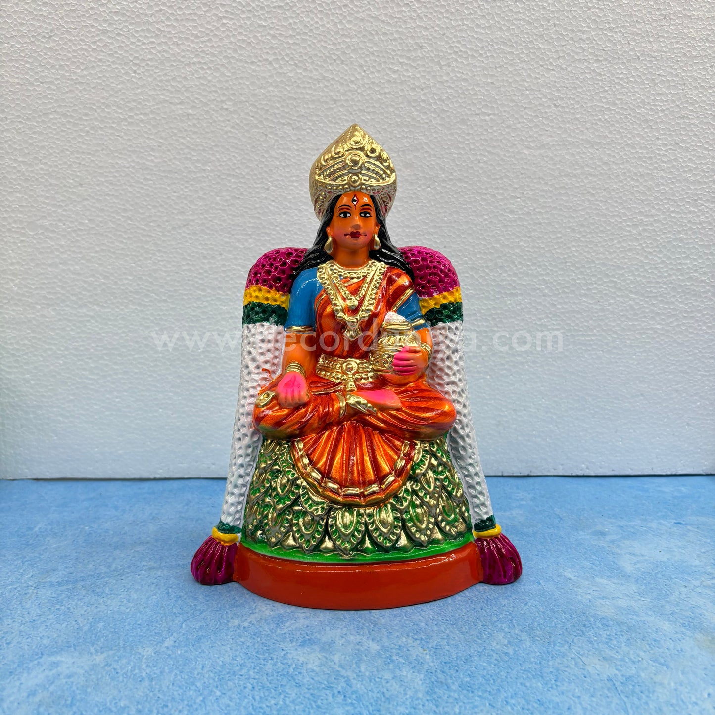 Handmade paper mache Annapoorani Golu Doll – Goddess with rice pot for Navaratri bommai