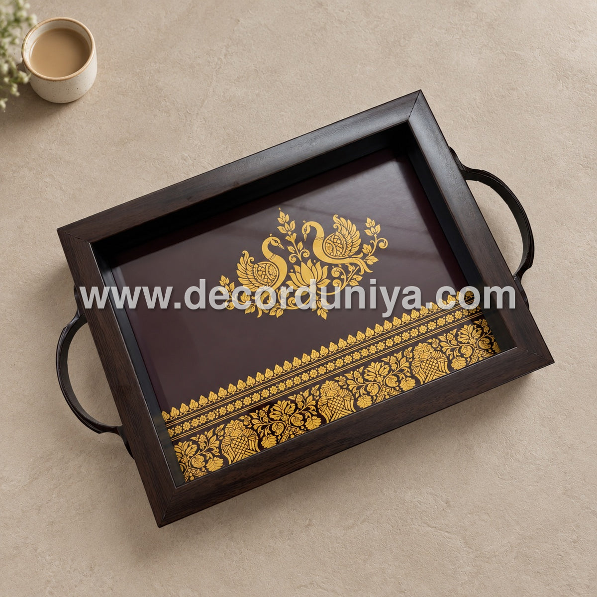 Serving Tray | Rectangular Tray with Easy-Grip Handles | Multipurpose Kitchen, Dining & Home Decor Organizer – DD105