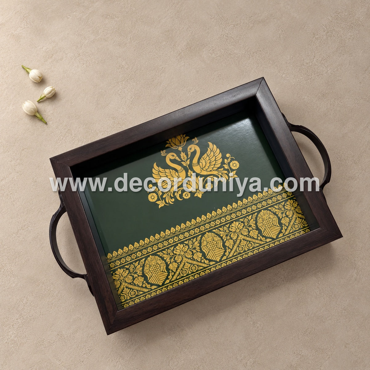 Serving Tray | Rectangular Tray with Easy-Grip Handles | Multipurpose Kitchen, Dining & Home Decor Organizer – DD107
