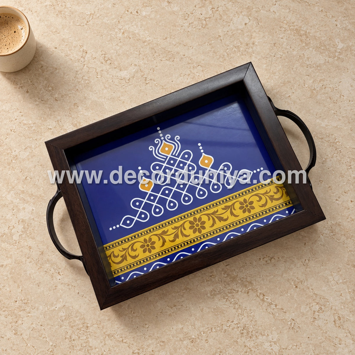 Serving Tray | Rectangular Tray with Easy-Grip Handles | Multipurpose Kitchen, Dining & Home Decor Organizer – DD108